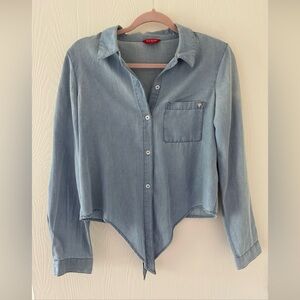 Guess Chambray Cropped Button Up Top Size Small